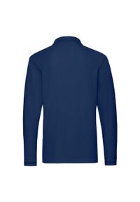 FRUIT OF THE LOOM - Męska Koszulka Polo Premium Z Długim Rękawem. Typ kołnierza: polo. Kolor: niebieski. Długość rękawa: długi rękaw. Długość: długie