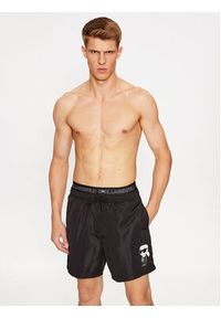 Karl Lagerfeld - KARL LAGERFELD Szorty plażowe Ikonik 2.0 Elastic Med Shorts 235M2213 Czarny Regular Fit. Okazja: na plażę. Kolor: czarny. Materiał: syntetyk #2