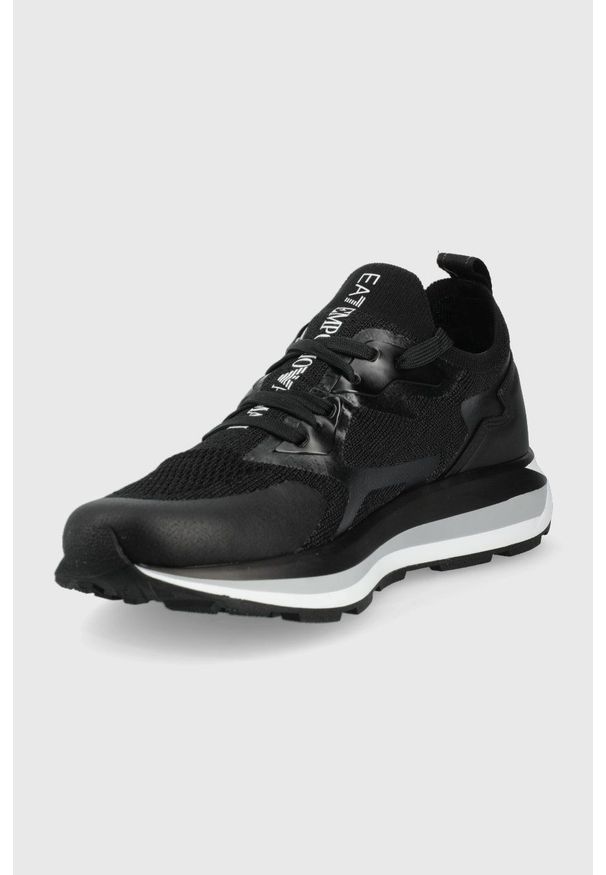 EA7 Emporio Armani sneakersy kolor czarny. Nosek buta: okrągły. Zapięcie: sznurówki. Kolor: czarny. Materiał: guma