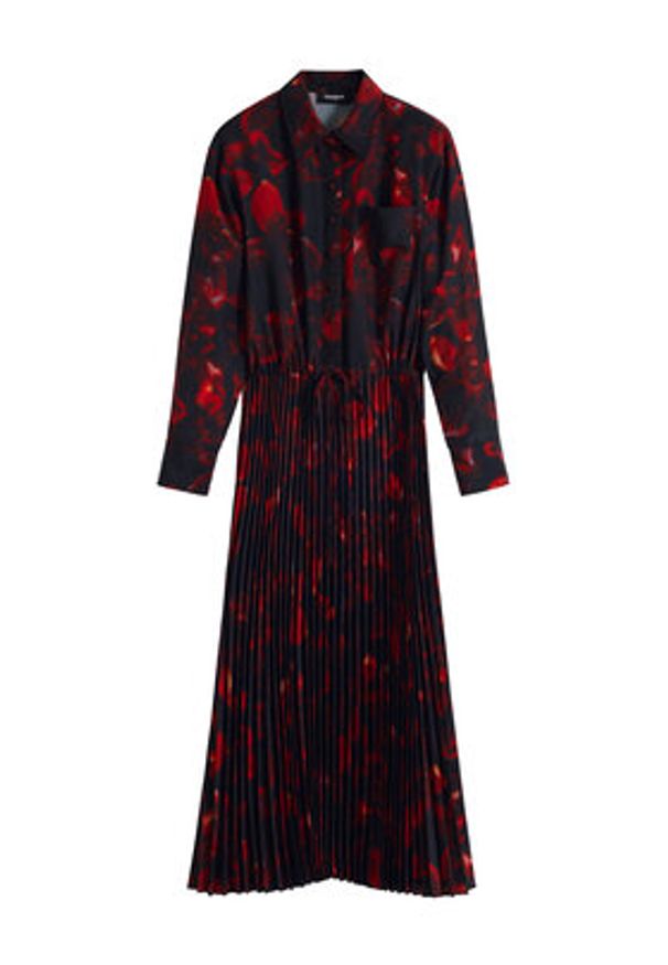 Desigual Sukienka koszulowa Plisado 25WWVW16 Czerwony Regular Fit. Kolor: czerwony. Materiał: syntetyk. Typ sukienki: koszulowe