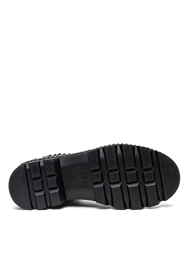 Botki damskie Guess Varda (FL8VRDELE10-BLACK). Kolor: czarny. Materiał: skóra, materiał. Szerokość cholewki: normalna. Sezon: zima, jesień