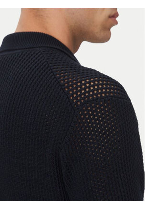 Lacoste Sweter AH9724 Granatowy Regular Fit. Kolor: niebieski. Materiał: bawełna