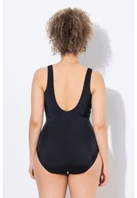 ULLA POPKEN - Damski Strój kąpielowy barok miękkie miseczki głęboki dekolt w serek. Kolekcja: plus size. Kolor: czarny. Materiał: poliester, elastan, poliamid, materiał