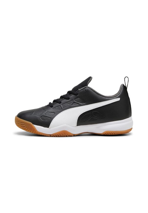 Buty na halę Puma Tenaz Jr Black White-Iron Gate. Materiał: guma, syntetyk, materiał. Sport: piłka nożna