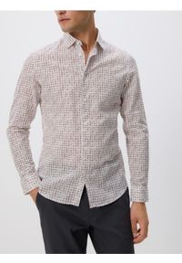 Reserved - Bawełniana koszula slim fit - beżowy. Kolor: beżowy. Materiał: bawełna