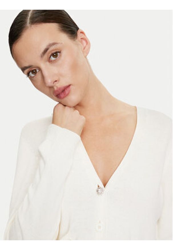 ViCOLO Kardigan 77107B Écru Relaxed Fit. Kolor: kremowy. Materiał: bawełna