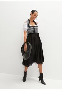 bonprix - Sukienka ludowa z aksamitną częścią spódnicową (2 części). Kolor: czarny #1