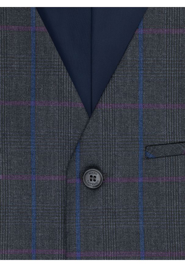 Pako Lorente - PAKO LORENTE – Ciemnoszara kamizelka męska w kratę. Okazja: na co dzień. Kolor: szary. Materiał: poliester, wiskoza. Styl: casual