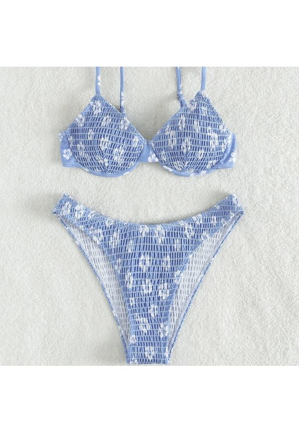 Intica - Bikini push-up plażowe z delikatnymi ramiączkami Salwa. Kolor: niebieski. Materiał: materiał