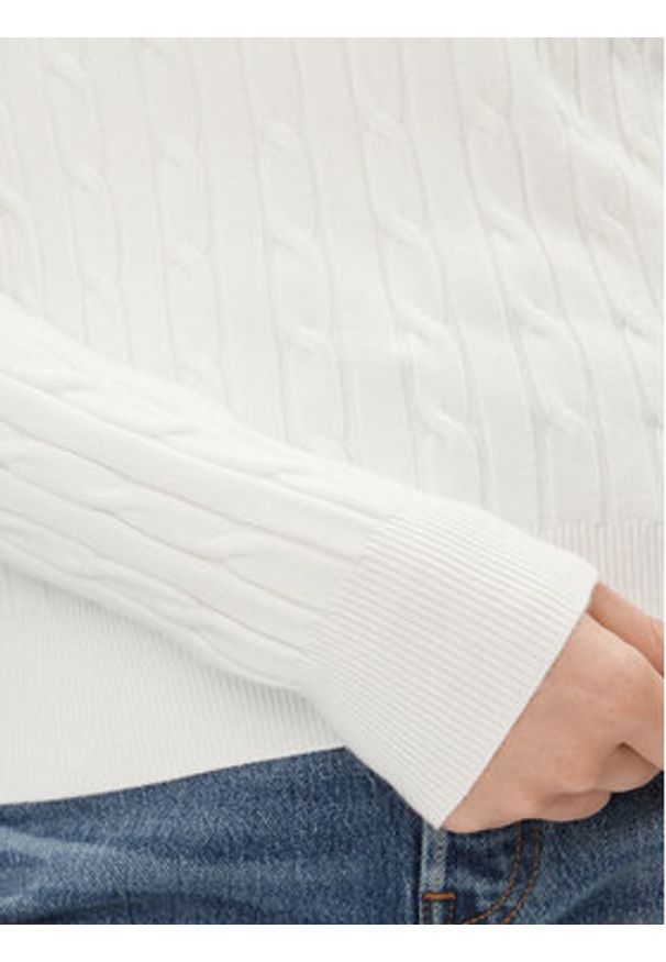 GANT - Gant Sweter 4800101 Biały Slim Fit. Kolor: biały. Materiał: bawełna