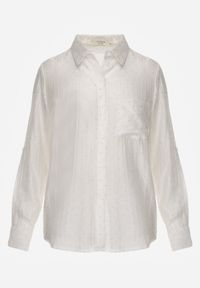 Born2be - Biała Transparentna Koszula Ozdobiona Cyrkoniami Clymadia. Okazja: na co dzień. Kolor: biały. Materiał: jeans. Wzór: aplikacja. Styl: casual, klasyczny #7