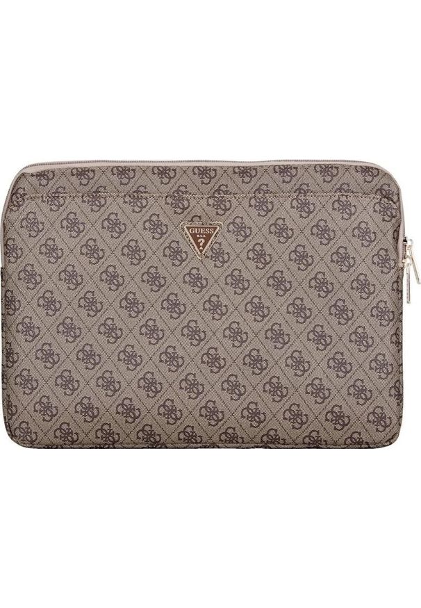 Etui Guess 4G Zipper Pocket Triangle Logo Sleeve 14'' brązowy. Kolor: brązowy. Materiał: skóra ekologiczna. Styl: elegancki