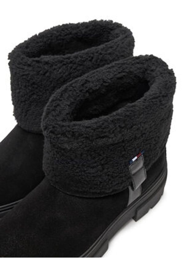 TOMMY HILFIGER - Tommy Hilfiger Botki Faux Fur Suede Roll-Down Boot FW0FW08158 Czarny. Kolor: czarny. Materiał: zamsz, skóra