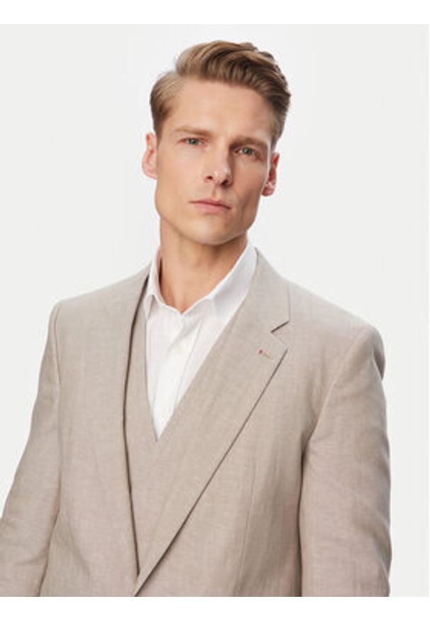 Hugo - HUGO Garnitur Arti/Hesten242V1X 50559671 Beżowy Extra Slim Fit. Kolor: beżowy. Materiał: bawełna
