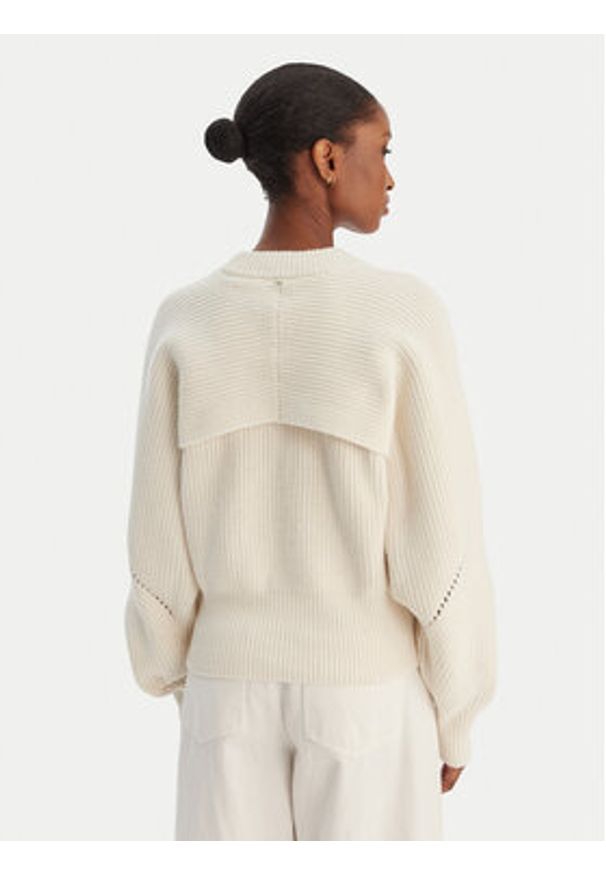 BOSS Sweter Farlant 50554767 Beżowy Relaxed Fit. Kolor: beżowy. Materiał: wełna, bawełna