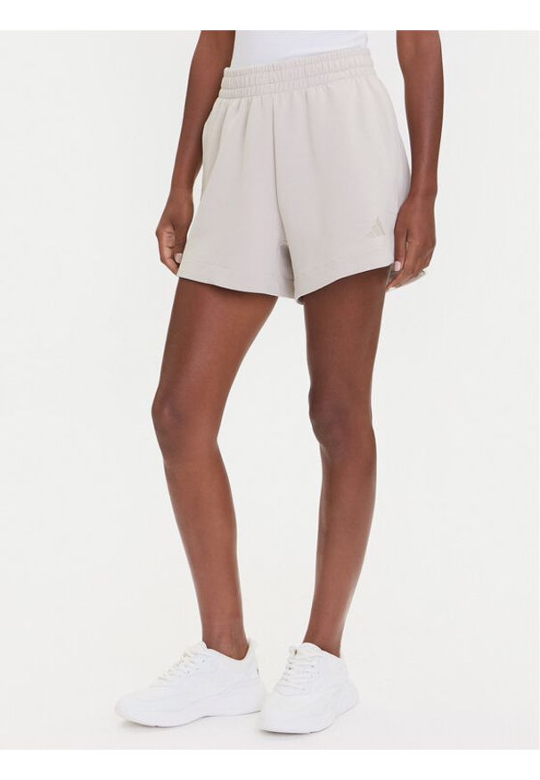 Adidas - adidas Szorty sportowe ALL SZN Soft Lux JV9877 Beżowy Loose Fit. Kolor: beżowy. Materiał: syntetyk