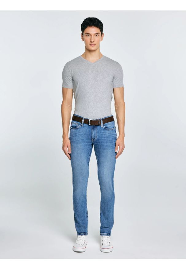 Big-Star - Koszulka męska slim v-neck z bawełny supima szara Supiclassicov 901. Kolor: szary. Materiał: bawełna. Długość: długie