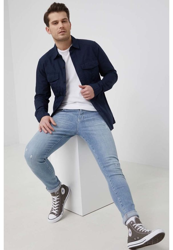 Superdry jeansy męskie. Kolor: niebieski