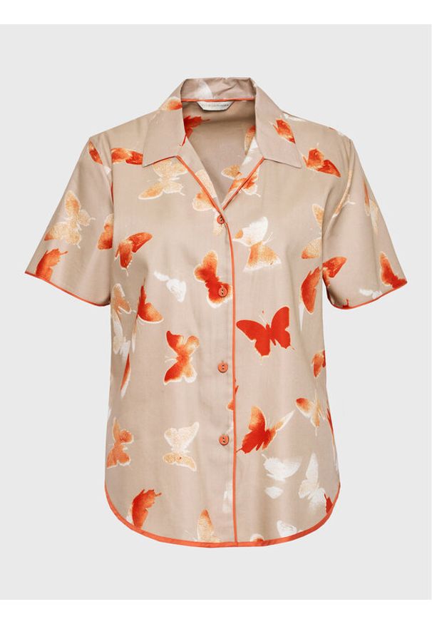 Cyberjammies Koszulka piżamowa 9588 Beżowy Regular Fit. Kolor: beżowy. Materiał: bawełna
