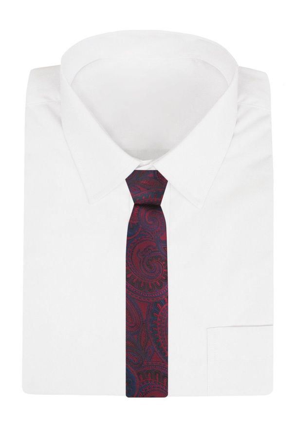 Krawat Męski - Angelo di Monti - Ciemna Czerwień, Duże Paisley. Kolor: czerwony. Materiał: tkanina. Wzór: paisley. Styl: elegancki, wizytowy