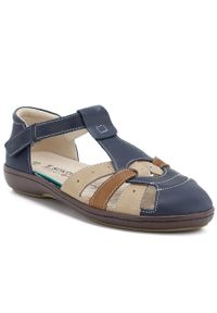 Skórzane sandały damskie zabudowane granatowe T.Sokolski L26-678. Kolor: niebieski. Materiał: skóra #1