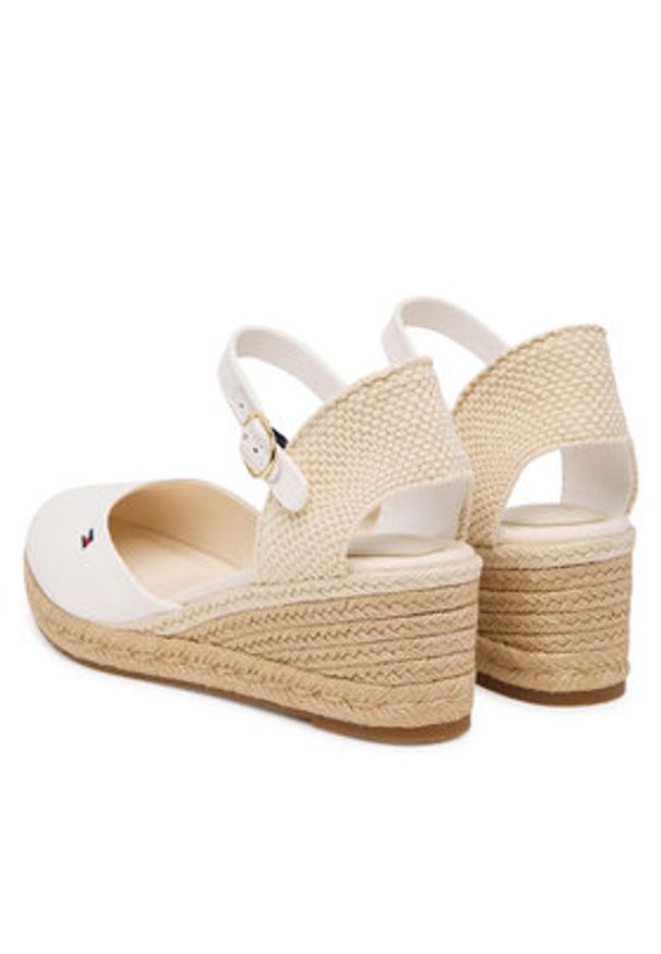 TOMMY HILFIGER - Tommy Hilfiger Espadryle Mid Wedge Espad Closed Toe FW0FW09233 Écru. Kolor: kremowy. Materiał: materiał