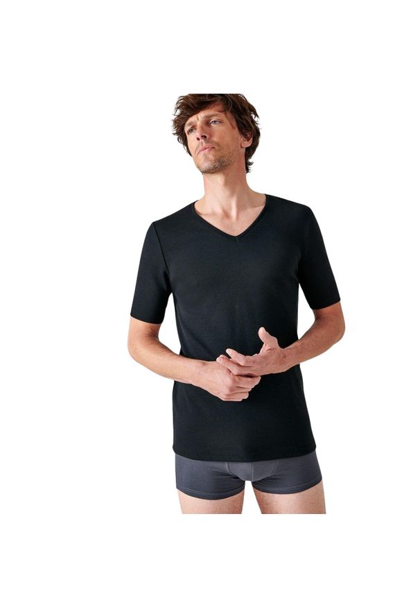 DAMART - Koszulka z dekoltem w kształcie litery V Damart Thermolactyl. Typ kołnierza: dekolt w kształcie V. Kolor: czarny