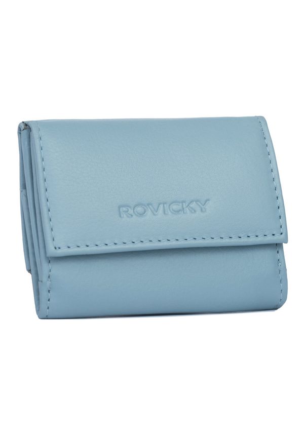 ROVICKY - Portfel damski Rovicky R-20-LFN błękitny. Kolor: niebieski. Materiał: skóra