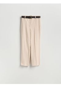 Reserved - Spodnie z paskiem - złamana biel. Materiał: wiskoza, tkanina
