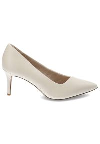 Beżowe Czółenka Tamaris Eleganckie Buty Damskie. Okazja: na co dzień. Zapięcie: bez zapięcia. Kolor: beżowy. Materiał: skóra ekologiczna. Szerokość cholewki: normalna. Obcas: na obcasie. Styl: elegancki. Wysokość obcasa: średni #4