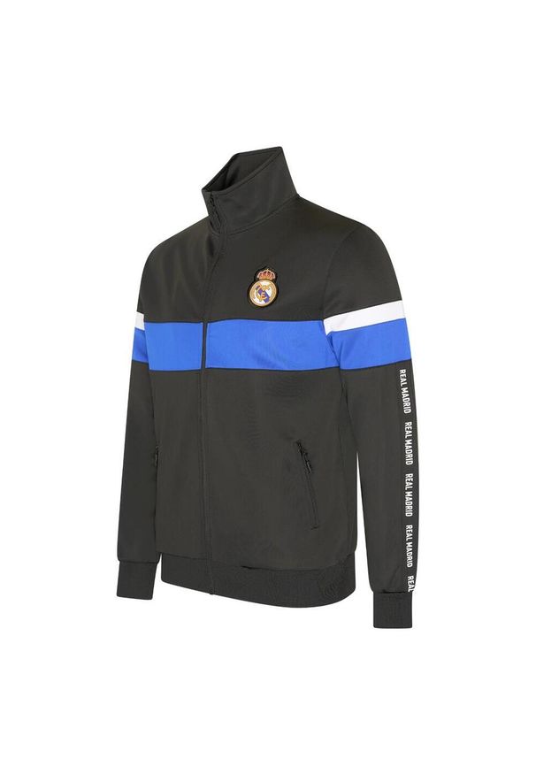Dres piłkarski dziecięcy Real Madrid 24/25. Kolor: czarny. Materiał: dresówka. Styl: młodzieżowy, sportowy