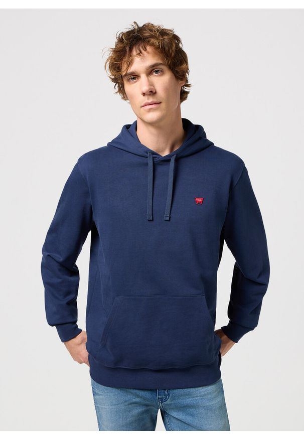 Wrangler - WRANGLER SIGN OFF HOODIE MĘSKA BLUZA NIEROZPINANA NAVY 112350542 W651013678