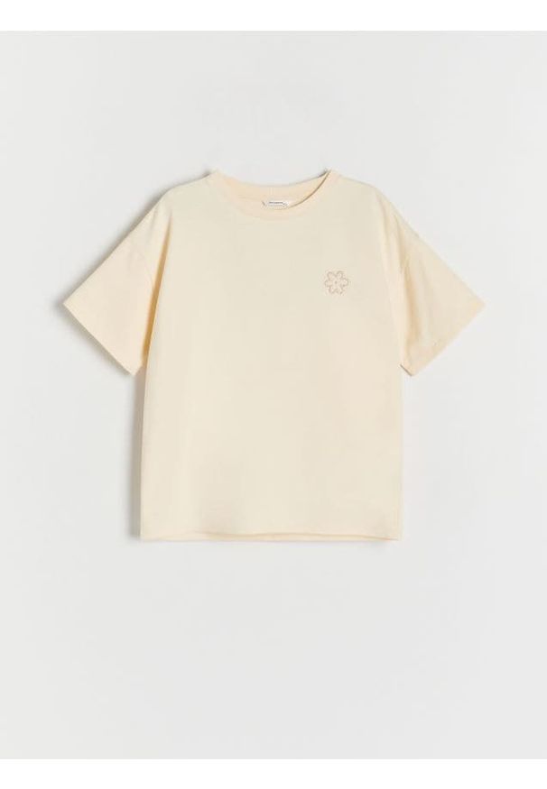 Reserved - T-shirt z aplikacją - jasnożółty. Kolor: żółty. Materiał: bawełna. Wzór: aplikacja