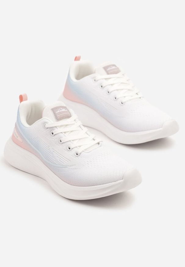 Renee - Biało-Niebieskie Buty Sportowe Sneakersy Siateczkowe na Podeszwie z Pianki Rellica. Okazja: na co dzień. Kolor: biały. Wzór: aplikacja. Sport: fitness