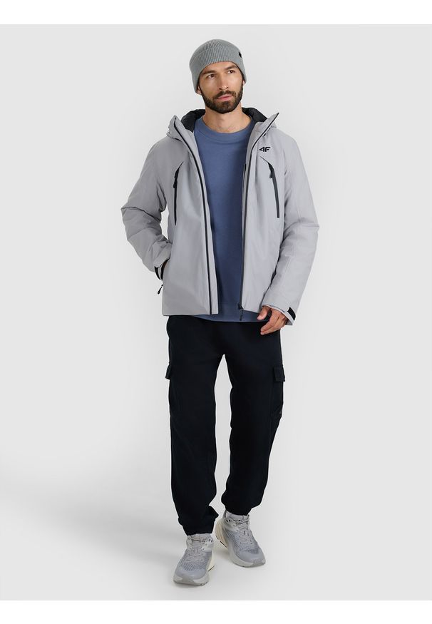 4f - 4F Kurtka przejściowa membrana 10000 męska - szara 3XL. Okazja: na co dzień. Kolor: szary. Materiał: tkanina, poliester, materiał. Sezon: zima. Styl: casual, klasyczny