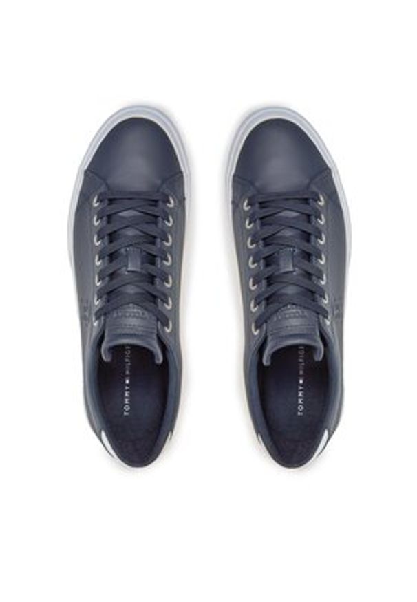 TOMMY HILFIGER - Tommy Hilfiger Sneakersy Th Hi Vulc Street Low Lth Ess FM0FM04896 Niebieski. Kolor: niebieski. Materiał: skóra