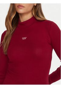 Guess Jeans Golf W5BP23 KA0H1 Czerwony Slim Fit. Typ kołnierza: golf. Kolor: czerwony. Materiał: bawełna #3