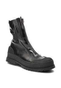 Czarne Botki Armodo Modne Obuwie Damskie. Zapięcie: zamek. Kolor: czarny. Materiał: materiał, skóra. Styl: elegancki