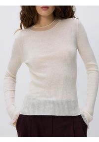 Reserved - Dzianinowa bluzka z jedwabiem - złamana biel. Materiał: dzianina, jedwab