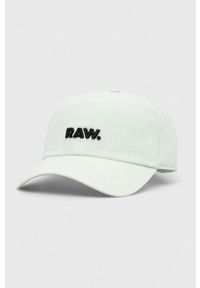 G-Star RAW - G-Star Raw czapka z daszkiem bawełniana kolor zielony z aplikacją. Kolor: zielony. Materiał: bawełna. Wzór: aplikacja #1