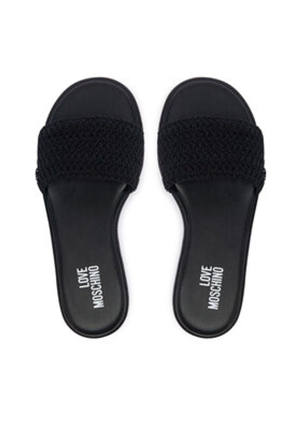 Love Moschino - LOVE MOSCHINO Klapki JA28242G0OJQB000 Czarny. Kolor: czarny. Materiał: materiał