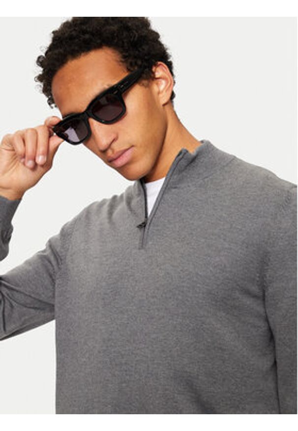 BOSS - Boss Sweter Ebenji 50528300 Szary Regular Fit. Kolor: szary. Materiał: wełna
