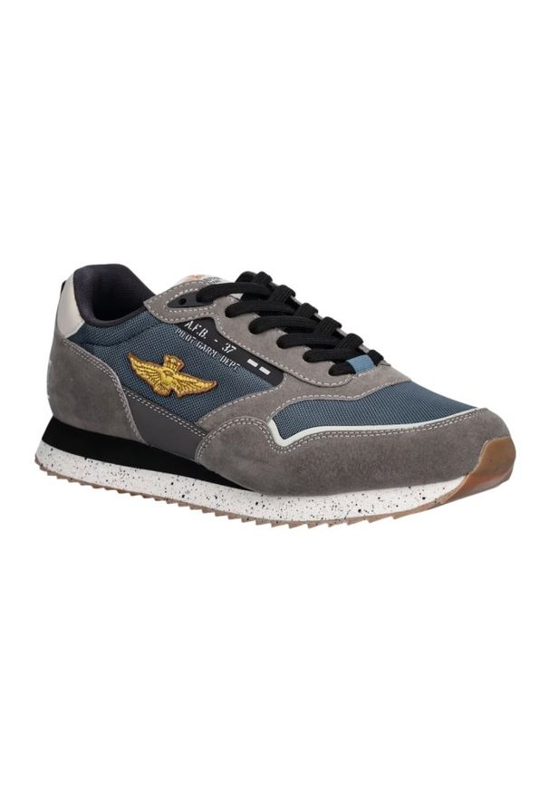 Aeronautica Militare - AERONAUTICA MILITARE Szaro-niebieskie sneakersy męskie, Rozmiar 44. Okazja: na co dzień. Kolor: szary