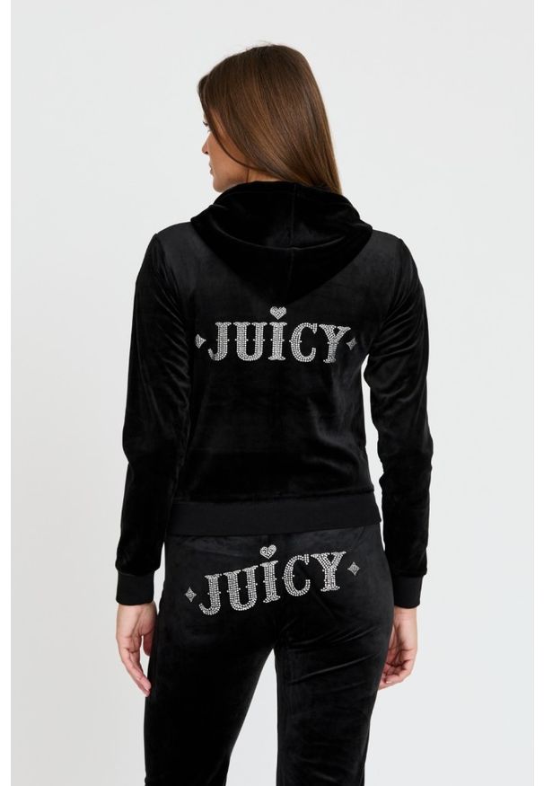 Juicy Couture - JUICY COUTURE Czarna damska bluza z cyrkoniami Rodeo Robertson, Rozmiar M. Kolor: czarny