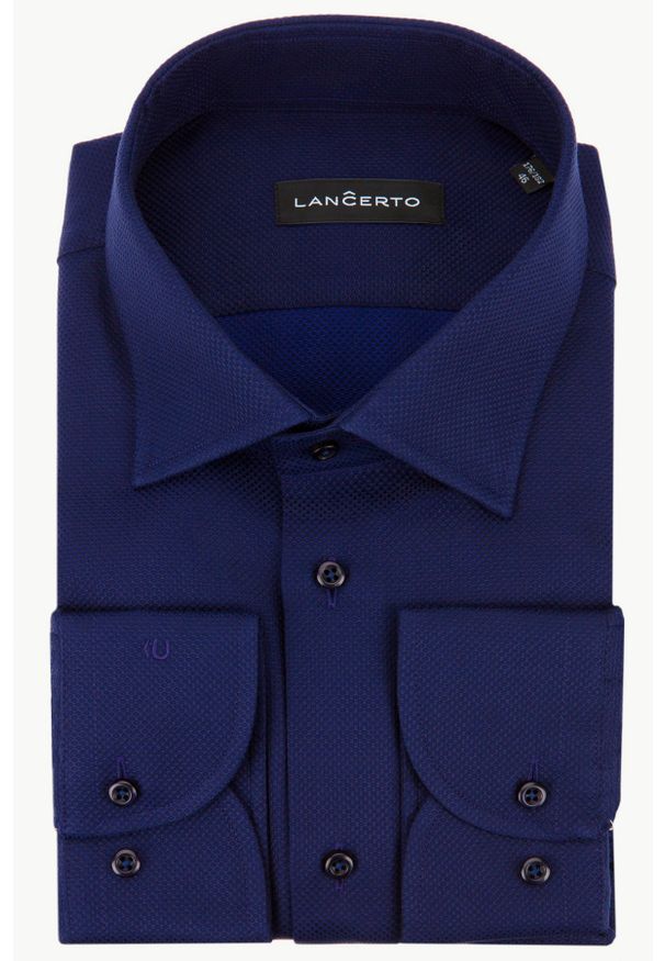 Lancerto - Koszula Granatowa Casablanca. Kolor: niebieski. Materiał: tkanina, bawełna. Wzór: haft