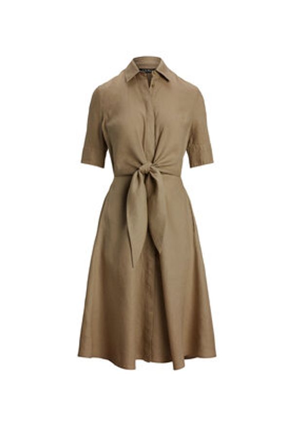 Lauren Ralph Lauren - LAUREN RALPH LAUREN Sukienka koszulowa 200905667016 Beżowy Regular Fit. Kolor: beżowy. Materiał: len. Typ sukienki: koszulowe