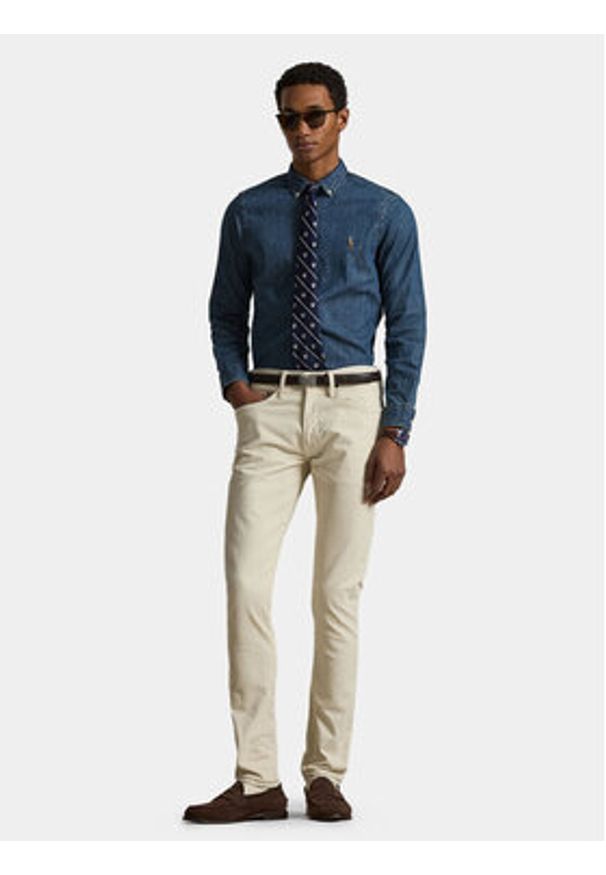 Polo Ralph Lauren Koszula Core Replen 710548539 Granatowy Slim Fit. Typ kołnierza: polo. Kolor: niebieski. Materiał: bawełna