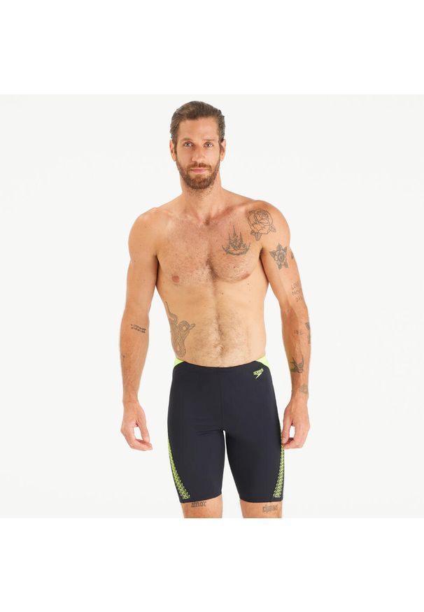 Bokserki jammer pływackie męskie Speedo. Kolor: żółty, wielokolorowy, czarny. Materiał: poliester. Długość: długie