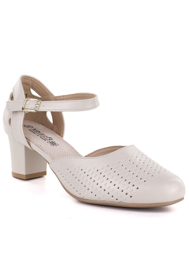 Czółenka damskie sandały z paskiem beżowe Unisoft 9941. Zapięcie: pasek. Kolor: beżowy. Materiał: skóra ekologiczna