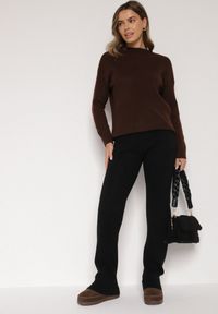Born2be - Czarne Sweterkowe Spodnie z Wełną z Ozdobnymi Kieszeniami Monilana. Okazja: na co dzień. Kolor: czarny. Materiał: wełna. Styl: casual #5